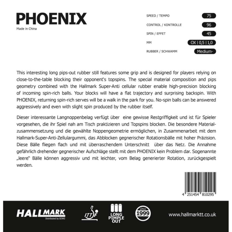 Hallmark Phoenix asztalitenisz-borítás